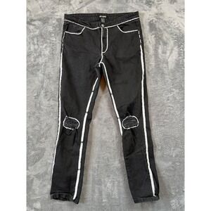 Hot Topic Skinny Jeans Mens 34x31 Black White Contrast Paint Emo Y2k Grunge